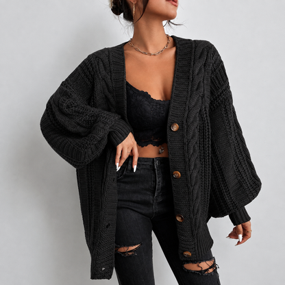 GENEVIEVE CABLE-KNIT CARDIGAN